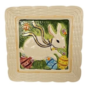Easter Ceramic Bunny Platter Plate, Easter Eggs Spring​​​​